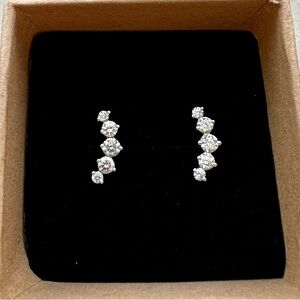 S Collection 3/4 CT. T.W. Graduated Curved Climber Diamond Earrings in 14K WG